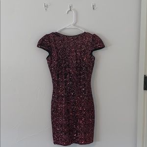 DRESS THE POPULATION Purple Sequin Bodycon Dress